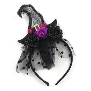 Halloween Headband Black Witch Hat Veil